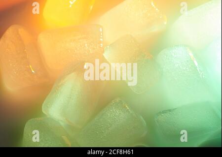 Pattern of colorful ice background. Wet ice cubes Stock Photo