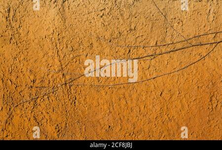 Old cracked yellow wall background - copy speace for text. Stock Photo
