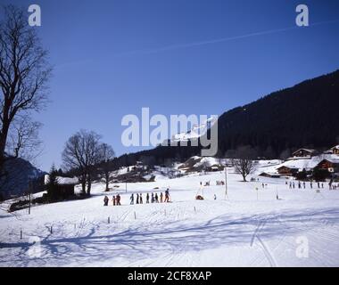 Ski School near Grindelwald Switzerland Stock Photo