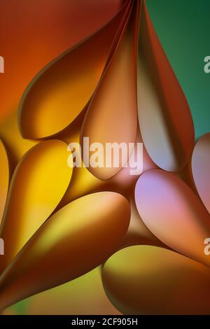 abstract orange background with glowing bubbles of different shapes and colors Stock Photo