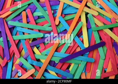 Multicolored Popsicle Sticks in Bulk in Shades of Purple Red Light