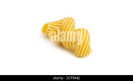 Pasta cavatappi with stripes isolated on white background. Stock Photo