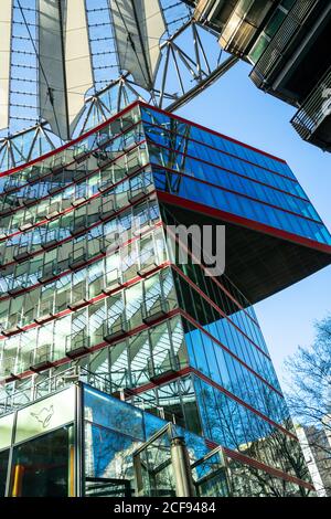 BERLIN, GERMANY - Apr 18, 2020: BERLIN, GERMANY April 18, 2020. The roof at the famous Sony Center at the Potsdamer Platz in Berlin. Stock Photo