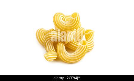 Pasta cavatappi with stripes isolated on white background. Stock Photo