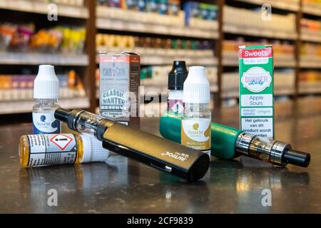 Tilburg, Netherlands. 03rd Sep, 2020. TILBURG, E-cigarette Items,  03-09-2020. Various e-cigarette and
