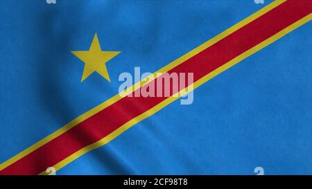 3D animation of Democratic Republic of the Congo waving flag with green ...