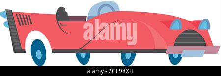 Retro style illustration of a red convertible. Stock Vector