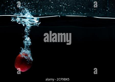 close-up. object shooting. red apple in water. High quality photo Stock Photo