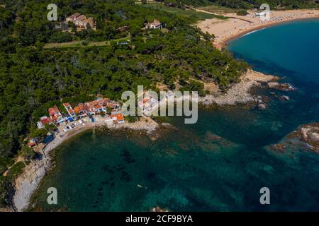 Aerial view of Cala S'Alguer in Palamos on the Costa Brava in Catalonia, Spain Stock Photo