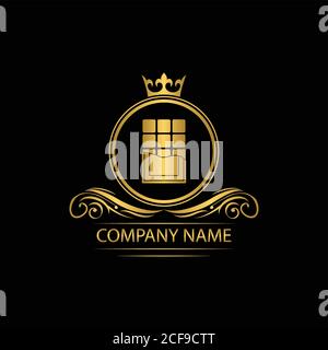 chokolate logo template luxury royal vector company decorative emblem with crown Stock Vector