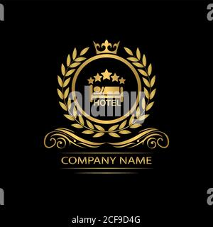 hotel logo template luxury royal vector company decorative emblem with crown Stock Vector