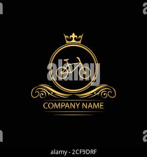 bicycle logo template luxury royal vector company decorative emblem with crown Stock Vector