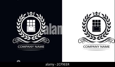 chokolate logo template luxury royal vector company decorative emblem with crown Stock Vector