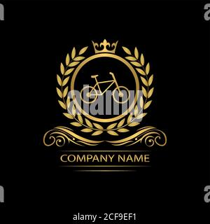 bicycle logo template luxury royal vector company decorative emblem with crown Stock Vector