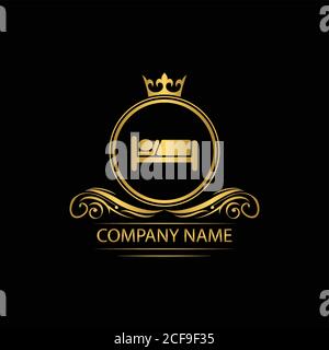 hotel logo template luxury royal vector company decorative emblem with crown Stock Vector