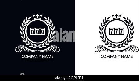 casino logo template luxury royal vector company seven, symbol of gambling emblem with crown Stock Vector