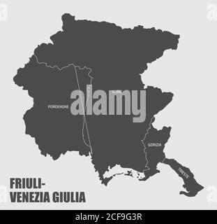 Friuli-Venezia Giulia region map Stock Vector
