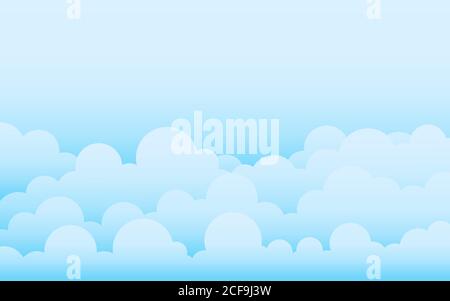 Clouds paper cut background on top blue sky landscape flat cartoon design vector Stock Vector