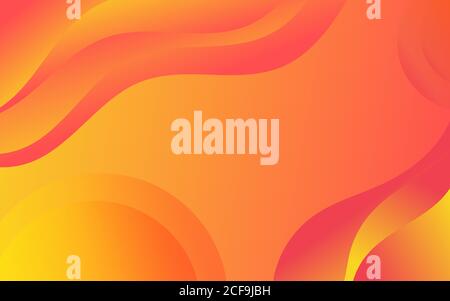 Dynamic fluid shape wave geometric 3d paper vector orange abstract background Stock Vector