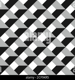 3D vector abstract seamless pattern. Grey grid. Stock Vector