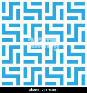 Abstract seamless pattern background. Maze of blue geometric design elements isolated on white background. Vector illustration. Stock Vector