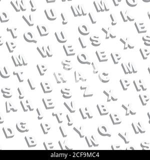 Mosaic of white 3D letters. Vector seamless pattern. Stock Vector