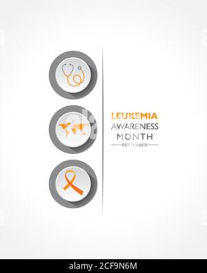 Vector Illustration of Leukemia Awareness month with orange colored ribbon, observed in September Stock Vector