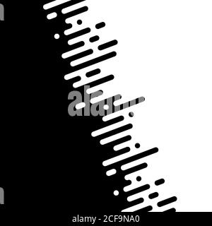 Seamless vector abstract transition of two colors. Rounded lines blended in. Black and white contrast. Stock Vector