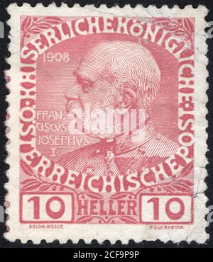 Postage stamps of the Austria. Stamp printed in the Austria. Stamp printed by Austria. Stock Photo