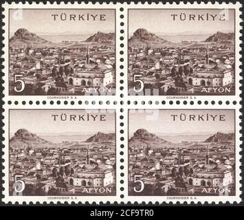 Republic of Turkey. Republic of Turkey postage stamp. Republic of Turkey historical stamp. A postage stamp printed in Republic of Turkey. Stock Photo