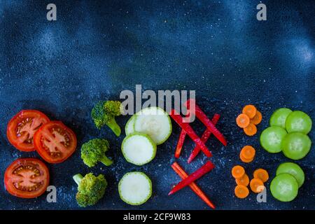 Chopped vegetables, sliced and cutting vegetables Stock Photo