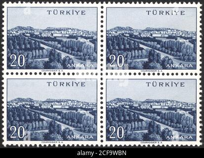 Republic of Turkey. Republic of Turkey postage stamp. Republic of Turkey historical stamp. A postage stamp printed in Republic of Turkey. Stock Photo