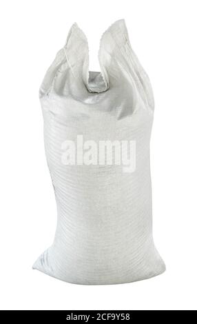 fliied polypropylene bag cutout on white background Stock Photo