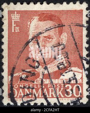Postage stamps of the Denmark. Stamp printed in the Denmark. Stamp printed by Denmark. Stock Photo