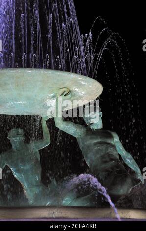 Detail of the landmark Triton Fountain in Valletta, Malta, completed in 1959. It was reopened in 2018 following extensive restoration. Stock Photo