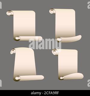 vector illustration of parchment color paper scroll banner isolated on grey. Good for posters anounce and banners Stock Vector