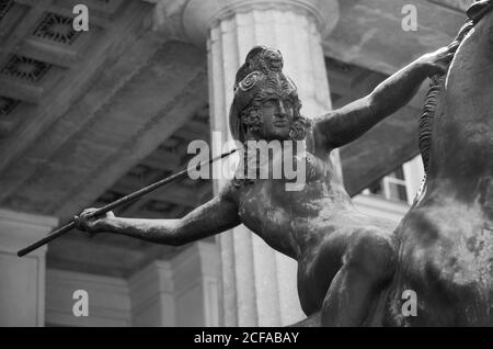 Amazone 1913-14 Detail : Amazon on Horseback Neoclassical / Symbolism statue by Franz Von Stuck. Detail. Munich, Germany. 6200X4100 300dpi II. Stock Photo