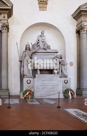 FLORENCE,ITALY - JULY 24,2017 : The cenotaph of Dante Alighieri at the Basilica of Santa Croce in Florence Stock Photo