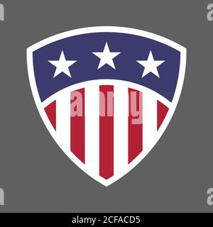 United States of America USA flag shield icon logo vector illustration. Independence Day. 4th of July. Presidential Election Stock Vector