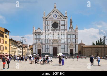 FLORENCE,ITALY - JULY 24,2017 : The Basilica di Santa Croce in Florence Stock Photo