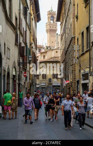 FLORENCE,ITALY - JULY 24,2017 : Urban scene on an old street in Florence , Italy Stock Photo