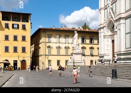 FLORENCE,ITALY - JULY 24,2017 : Urban scene in Florence at the Piazza di Santa Croce Stock Photo