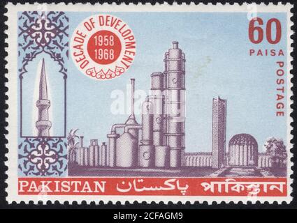 Postage stamps of the Pakistan. Stamp printed in the Pakistan. Stamp printed by Pakistan. Stock Photo