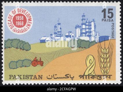 Postage stamps of the Pakistan. Stamp printed in the Pakistan. Stamp printed by Pakistan. Stock Photo