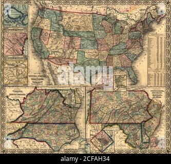 Map of the United States & Its Territories - 1861 Stock Photo