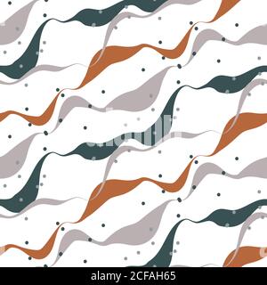 Abstract curvy line shapes in terra colors pattern. Stock Vector