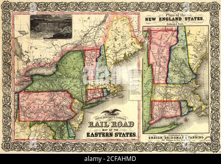 Road Map of the Eastern States - 1856 Stock Photo