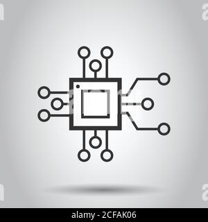 Computer chip icon in flat style. Circuit board vector illustration on ...