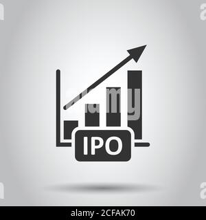 Chart graph icon in flat style. Arrow grow vector illustration on white isolated background. Analysis IPO business concept. Stock Vector