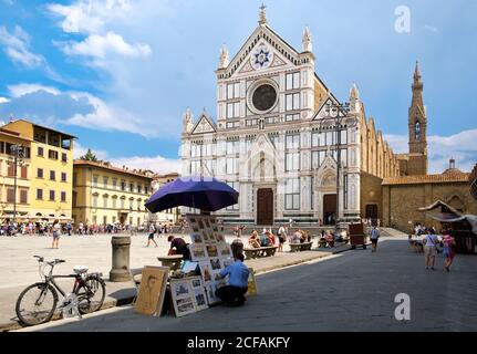 FLORENCE,ITALY - JULY 24,2017 : The Basilica of Santa Croce in Florence Stock Photo